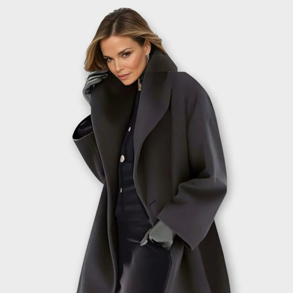 Women's Oversized Winter Coat with Wide Lapel Collar