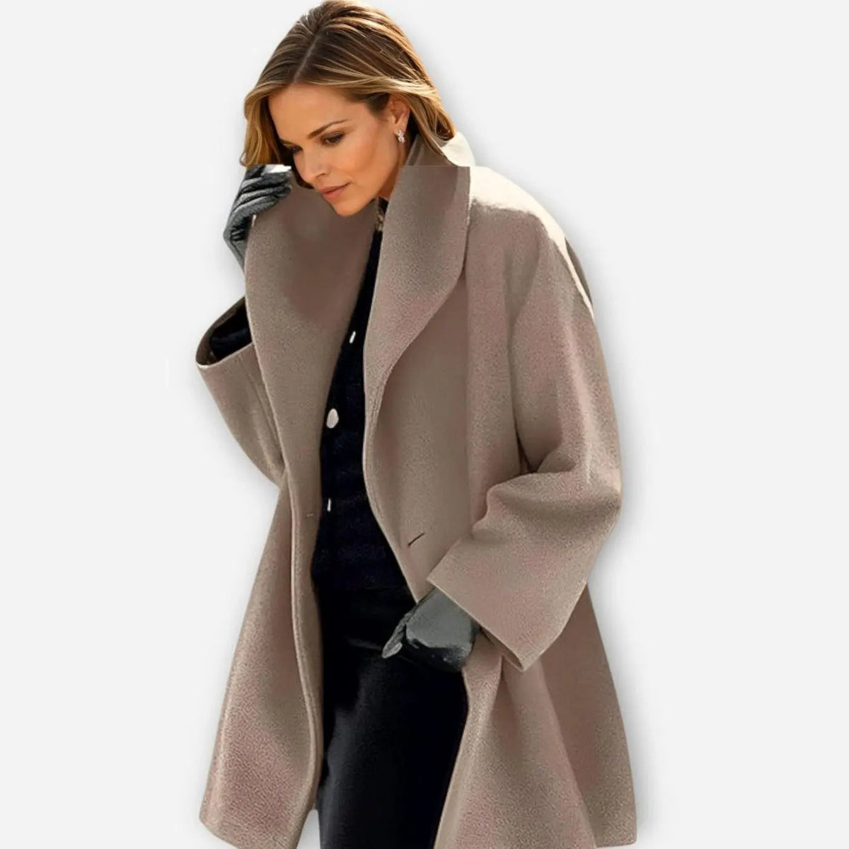 Women's Oversized Winter Coat with Wide Lapel Collar