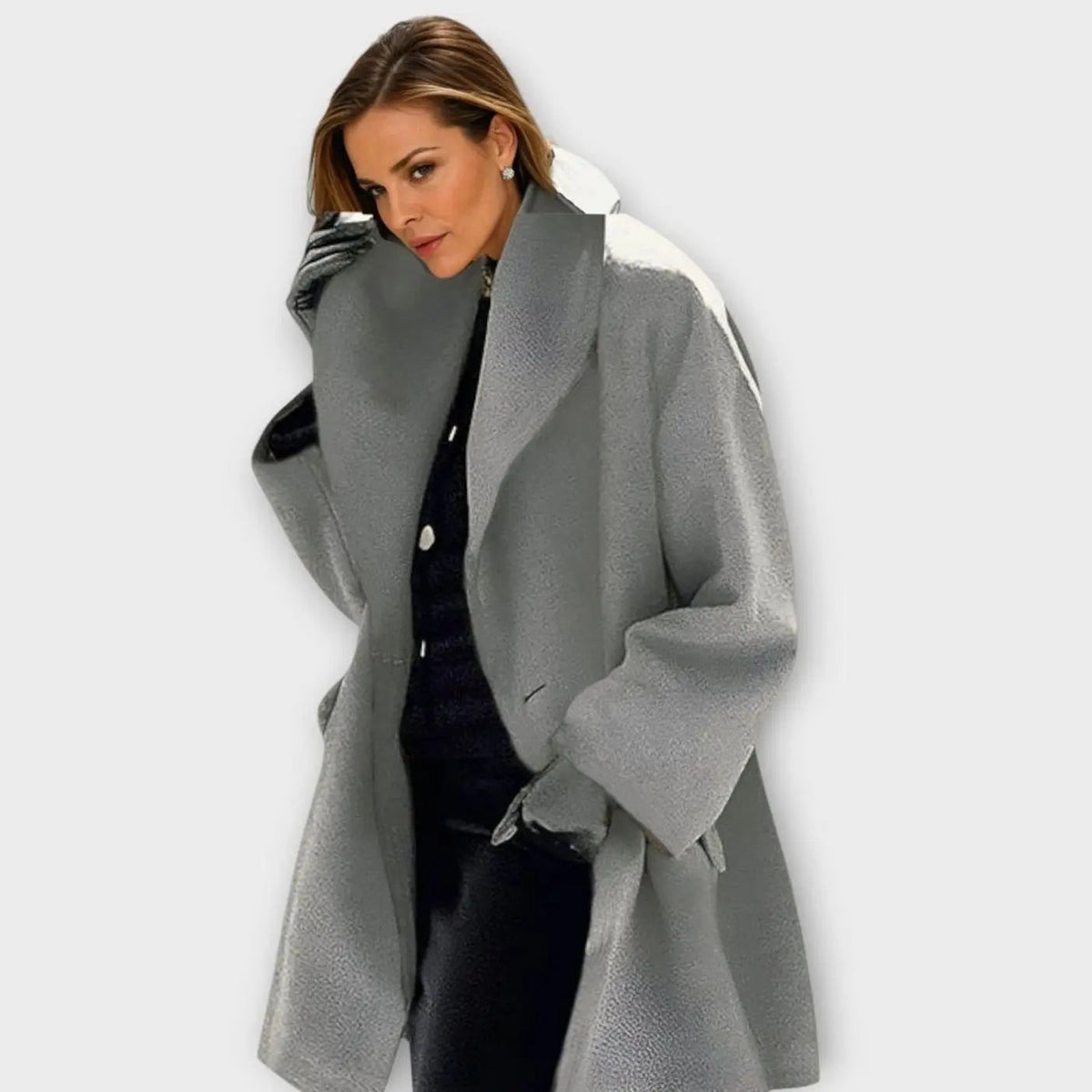 Women's Oversized Winter Coat with Wide Lapel Collar
