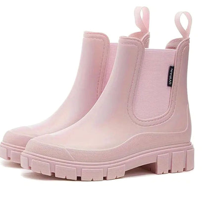 Women's Waterproof Chelsea Rain Boots with Chunky Sole