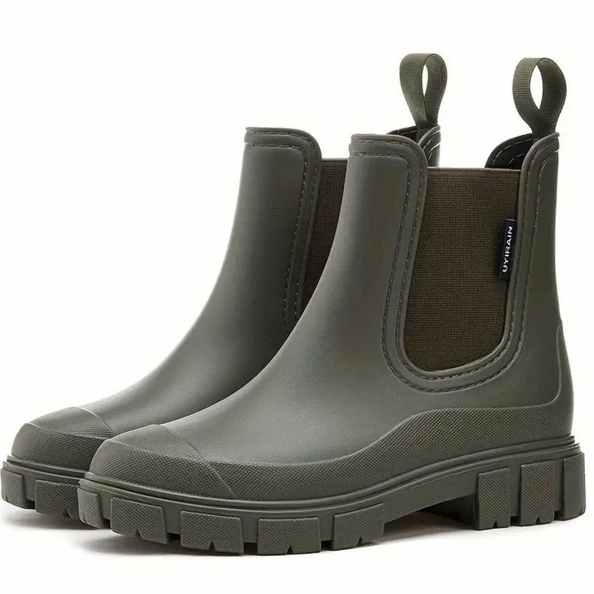 Women's Waterproof Chelsea Rain Boots with Chunky Sole
