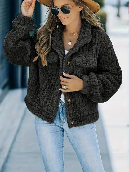 Women's Collared Button-Front Winter Jacket