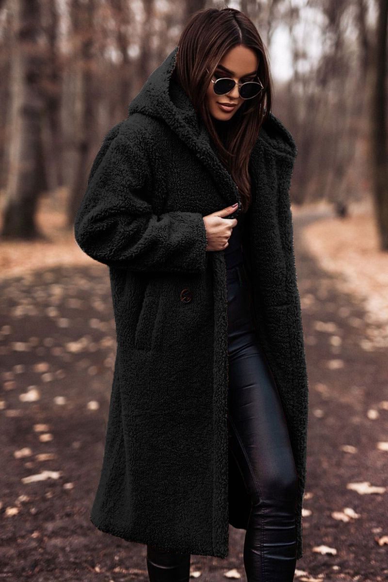 Women's Oversized Knee-Length Teddy Fleece Coat