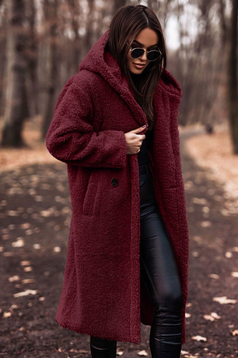Women's Oversized Knee-Length Teddy Fleece Coat