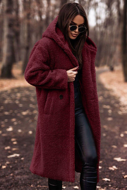 Women's Oversized Knee-Length Teddy Fleece Coat