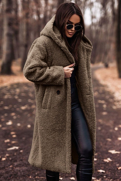 Women's Oversized Knee-Length Teddy Fleece Coat